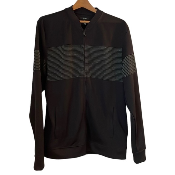 ALFANI Mens Full Zip Jacket SZ L Black with Sparkly/Diamond Like Middle Area - Picture 1 of 9